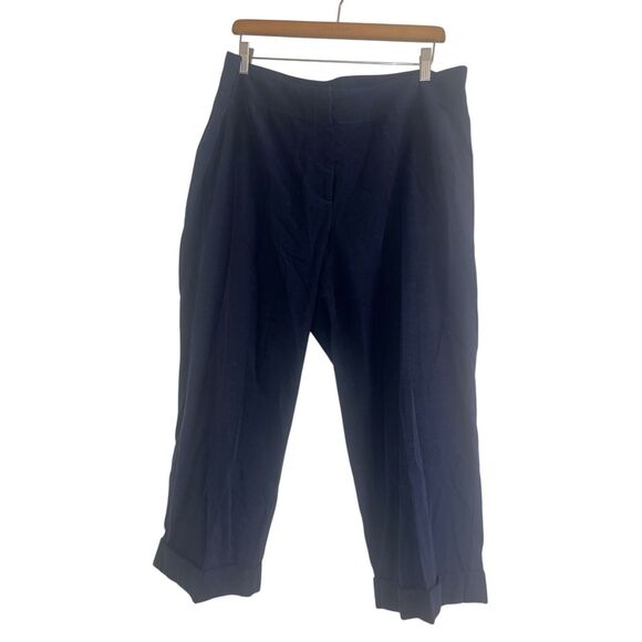 ✨J.Jill Navy Cropped Cuffed Trouser Sz 16 Pants✨ - Picture 1 of 7